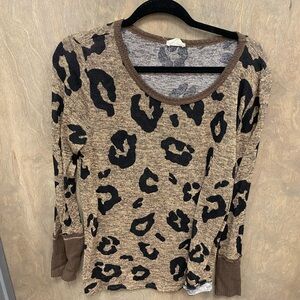 BiBi Brown and Black Patterned Knit Top